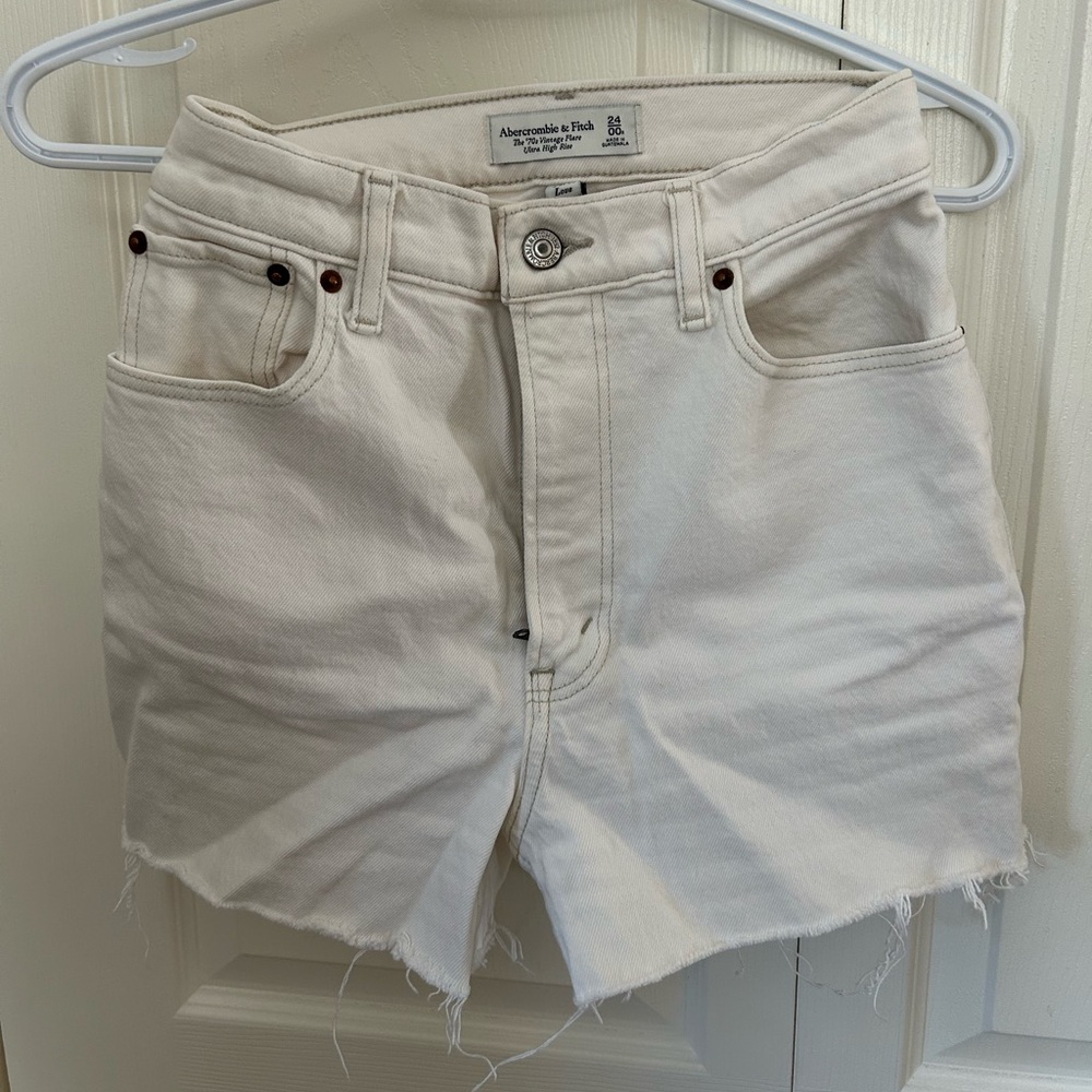 Abercrombie & Fitch Women's Off-White Jean Shorts